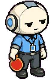 Agent No Task, office champion, still holding the paddle